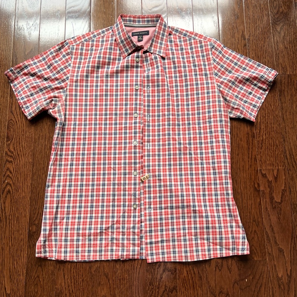 Banana Republic Red and Blue Casual Button Down Shirt - Neck: 15-15 1/2